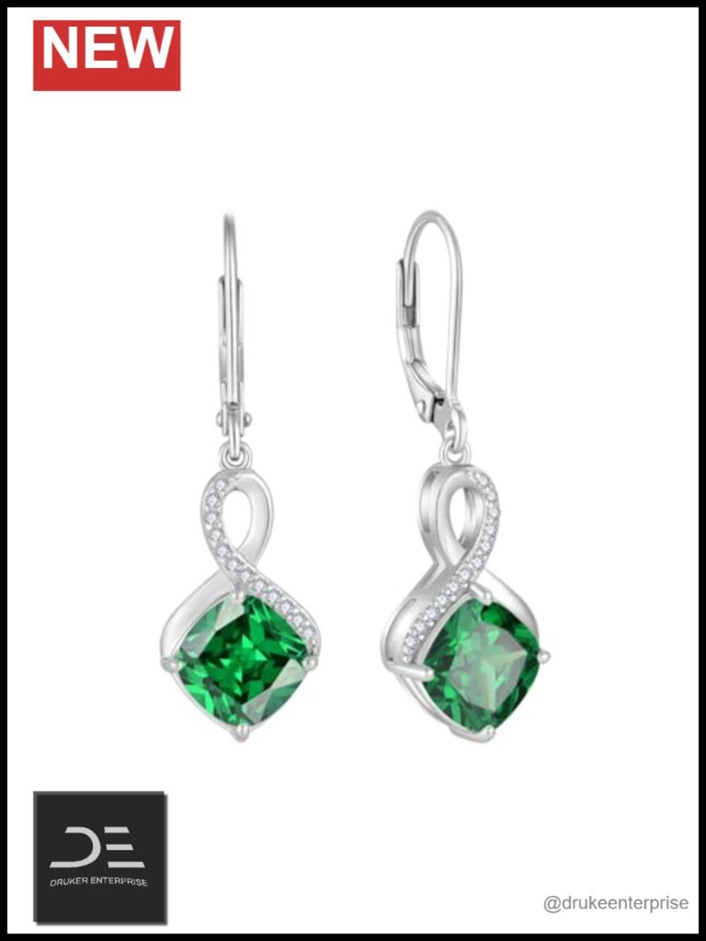 925 Sterling Silver Leverback Drop Earrings with Cubic Zirconia